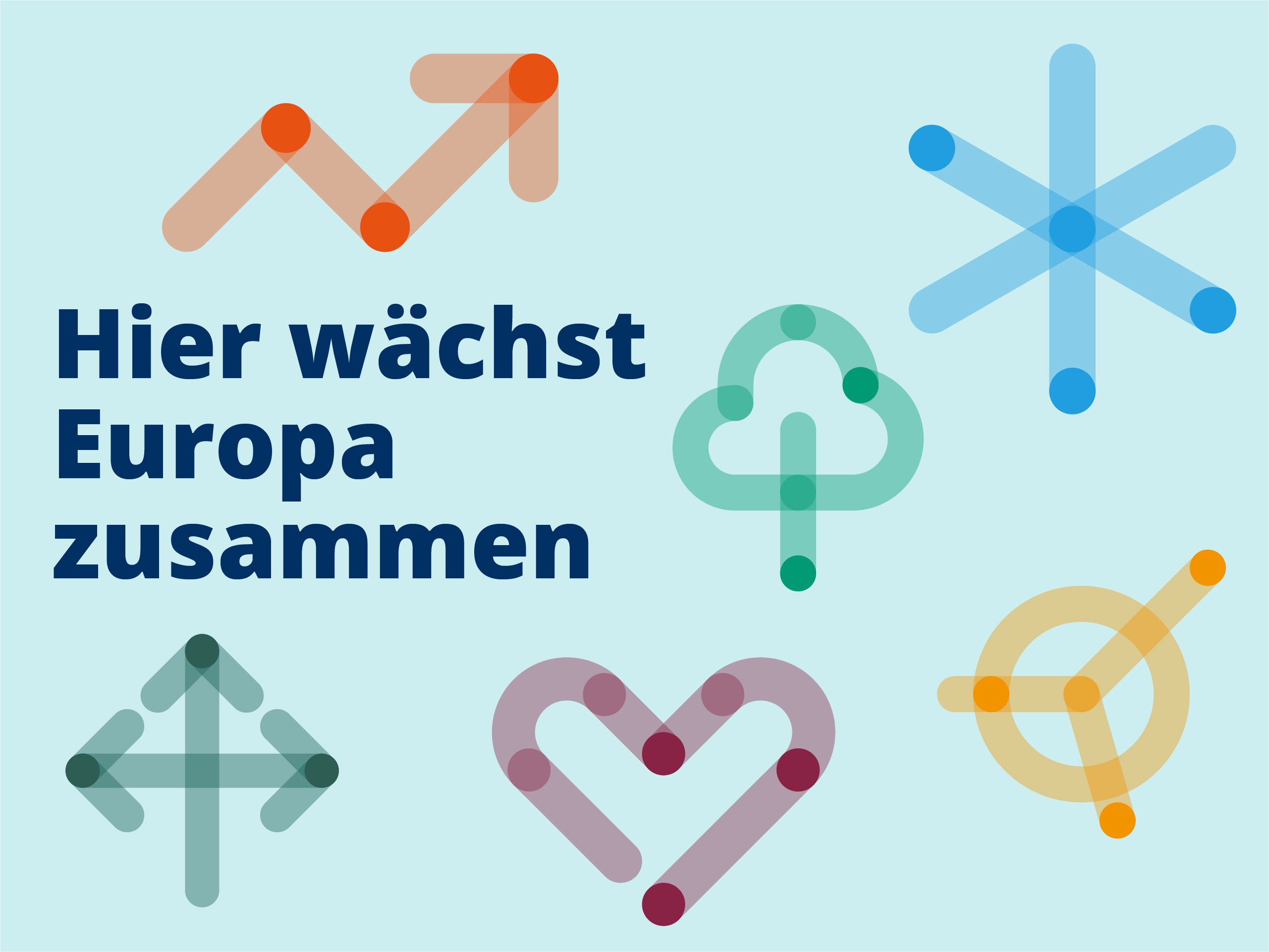 EFRE/JTF-Keyvisual mit dem Text "Hier wächst Europa zusammen"